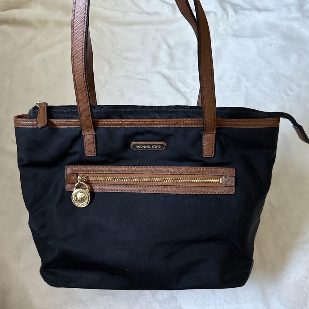 Michael Kors Kempton Black and Tan Tote Bag